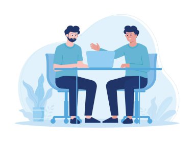 Bu iki adam birlikte çalışıyorlar. Düz çizim konsepti üzerinde çalışıyorlar.