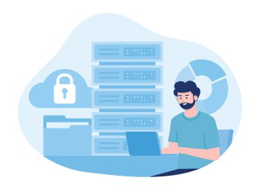 güvenlik dosyası veri kilidi trend kavramı düz illüstrasyon