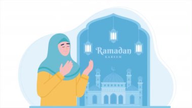 Ramazan kareem düz tasarım animasyonu. 