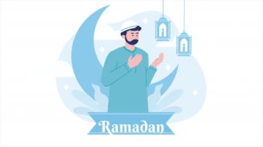 Ramazan kareem düz tasarım animasyonu. 