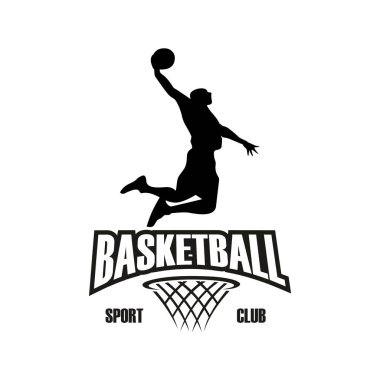 Siluet basketbol logo vektör şablonu çizim tasarımı