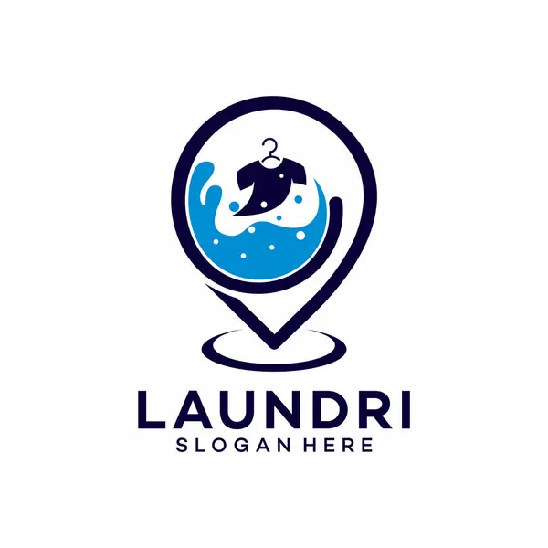 konum çamaşırhane logo vektör şablonu çizim tasarımı