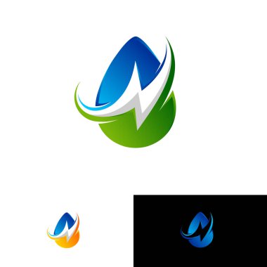Su logosu şablon, su enerjisi logo sembolü çizer.