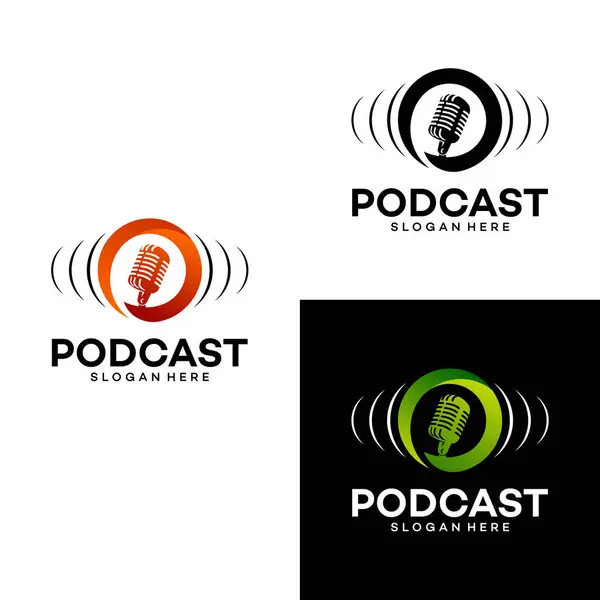 Podcast logo vektör resimleme tasarımı
