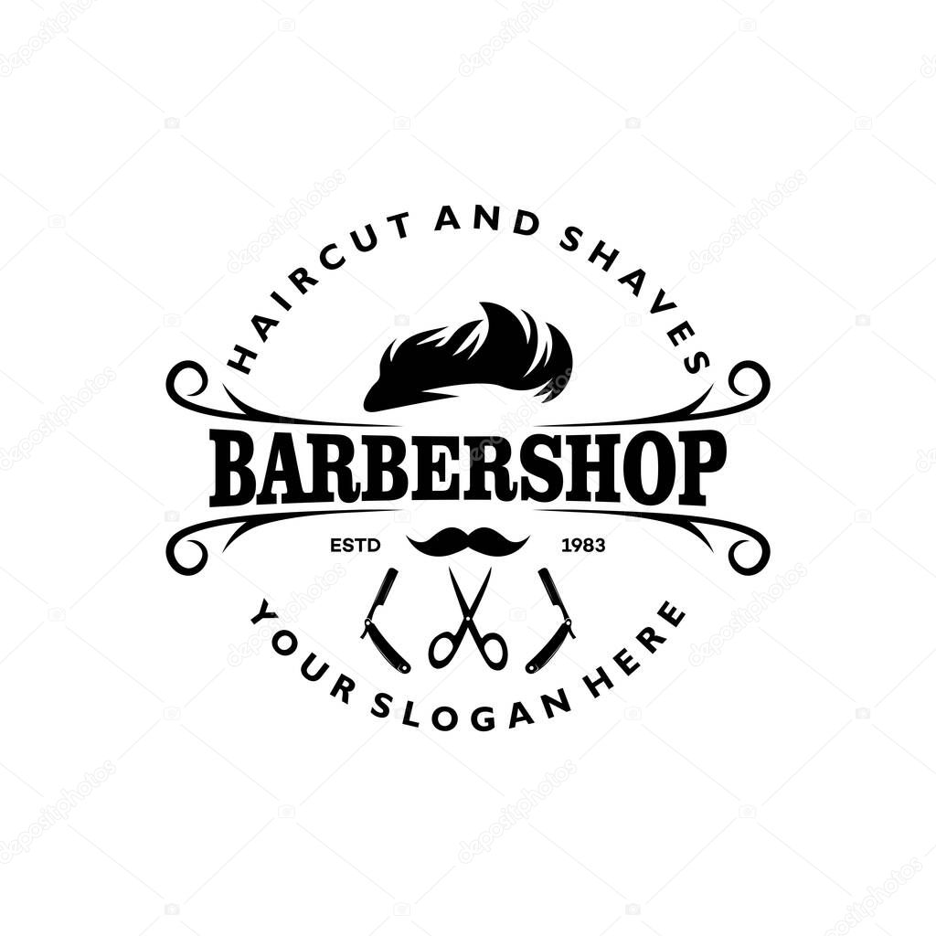 Barbershop logo vector, scissors vector