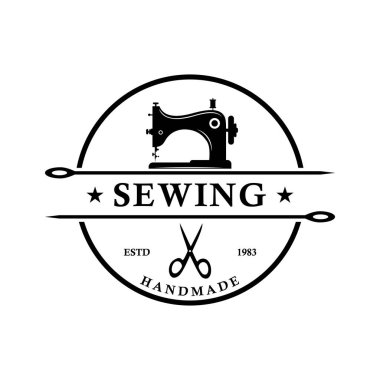 Klasik logo terzisi dikiş şablonu çizimi