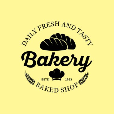 Fırın rozeti ya da retro vektör çizimi. Pasta evi için simit silueti. Klasik tipografik logo tasarımı