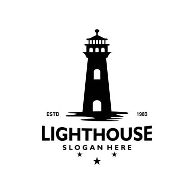 deniz feneri logo tasarımı vektör çizimi