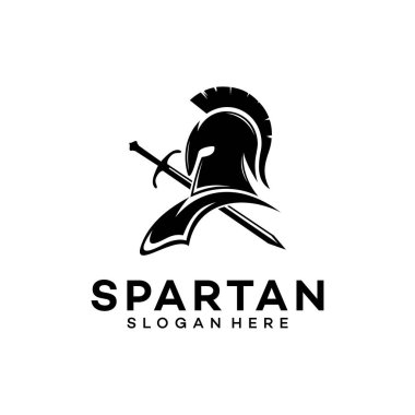 Sparta Savaşçısı Logo Şablon Tasarım Vektörü, Amblem, Tasarım Konsepti, Yaratıcı Sembol, Simge Simgesi, Simge