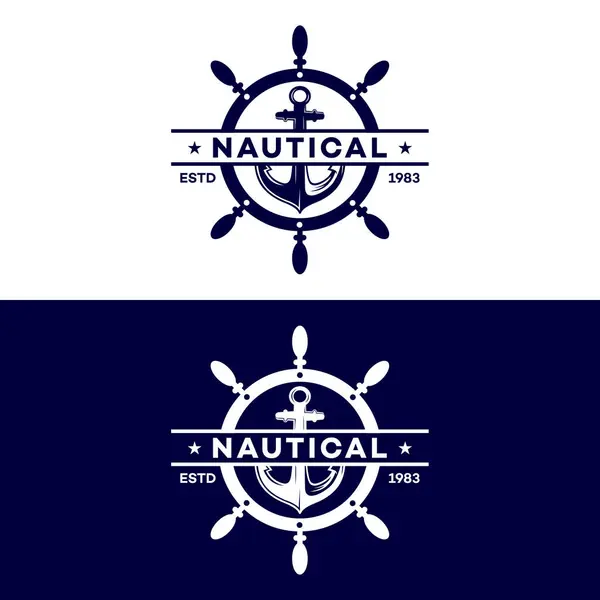 Anchor pusula konsepti logo vektör illüstrasyon tasarımı, deniz logosu şablonu. Arkaplanda düz tasarım biçimi.