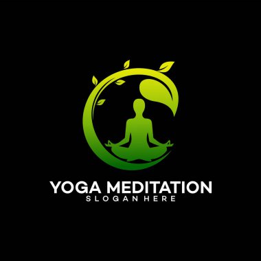yeşil yoga logosu tasarımı vektör çizimi