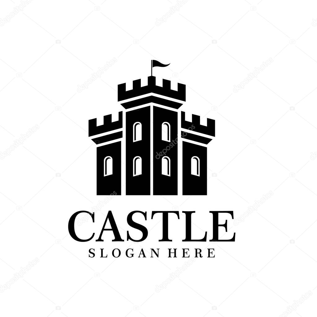 Simple castle logo design vector illustration