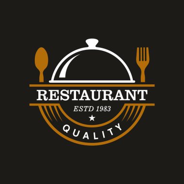 Restoran logosu tasarımı vektör çizimi, gıda sembolü vektörü