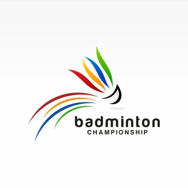 badminton logo simgesi tasarım şablonu çizimi