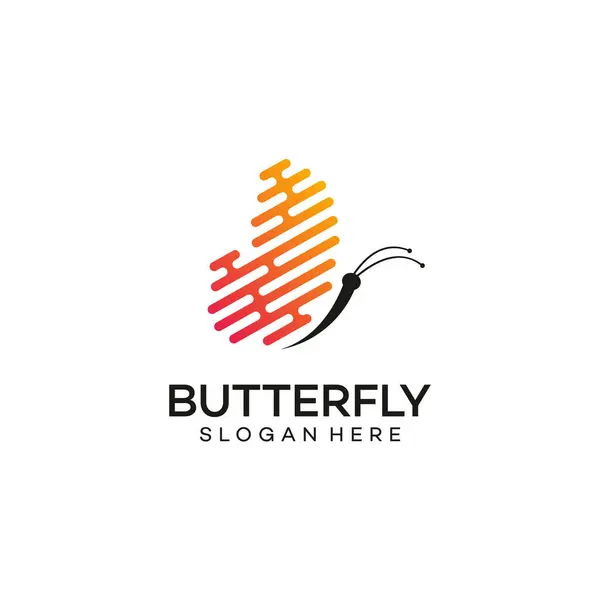 Kelebek logosu tasarım vektörü, teknoloji kavramı tasarımı