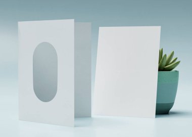 Bir davetiye kartı, kemer şeklinde bir delik, düğün davetiyesi modelleri ve daha fazlası için mükemmel..