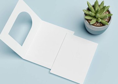 Bir davetiye kartı, kemer şeklinde bir delik, düğün davetiyesi modelleri ve daha fazlası için mükemmel..