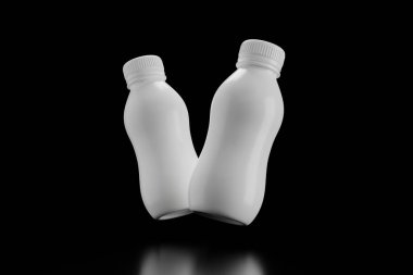 Two white bottles tilted and facing each other clipart