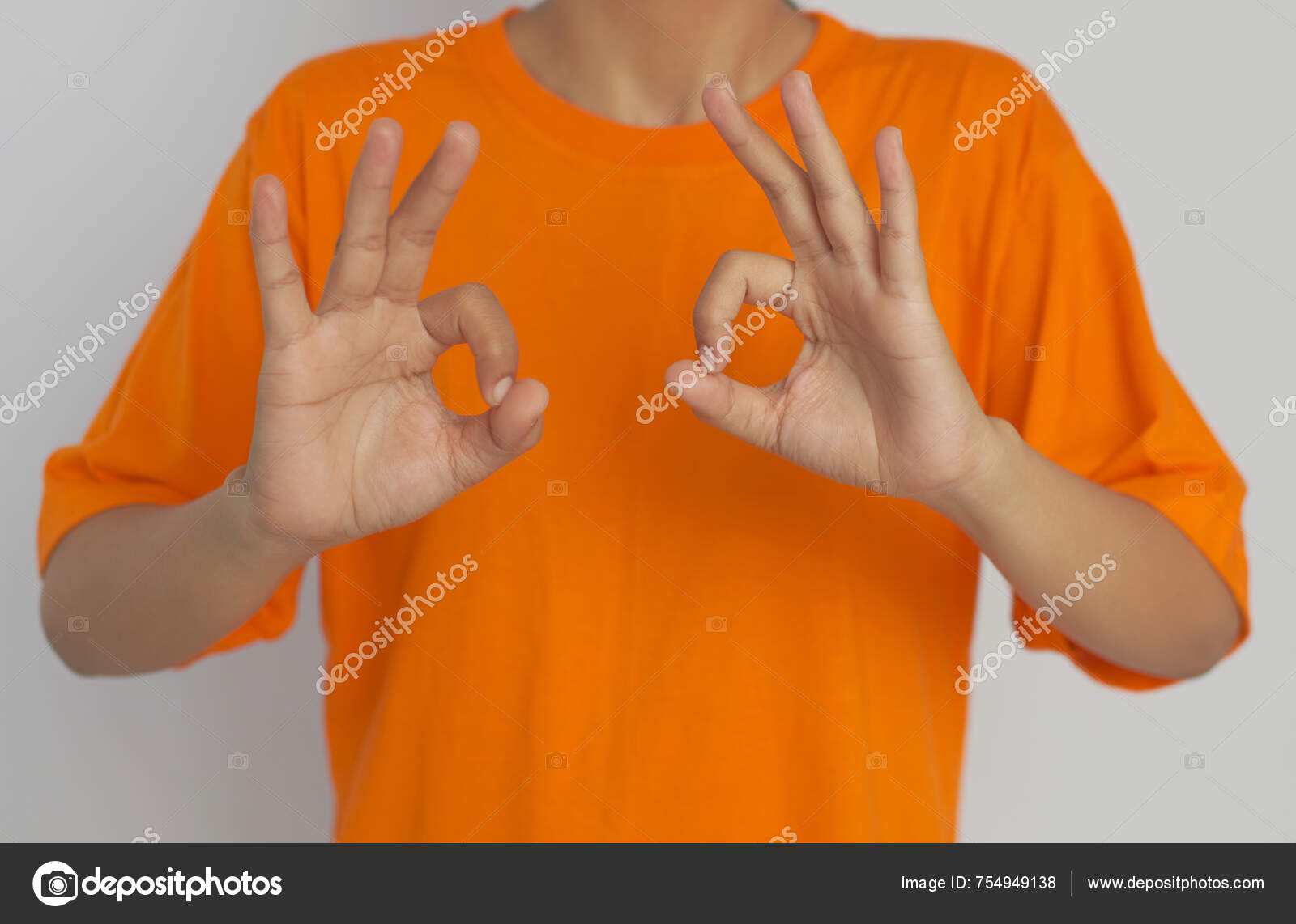 Making sign both hands sign language stock photo noktunstudio
