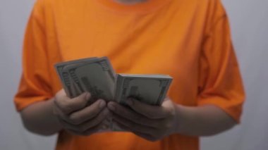 100 Dolarlık Banknotları sayan Kadın Nakiti