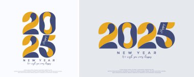 Mutlu yıllar 2025 selamları. Eşsiz ve temiz rakamlarla. Vektör premium modern arkaplan.