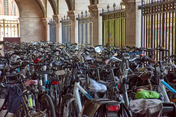 Stock image Bicycle parking at the University of Leuven library in Belgium. Concept of sustainable means of transport