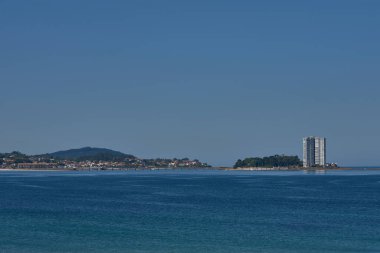 Deniz manzaralı Ria de Vigo, Pontevedra, İspanya