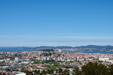 Vigo şehri panoramik, Pontevedra, Galiçya, İspanya