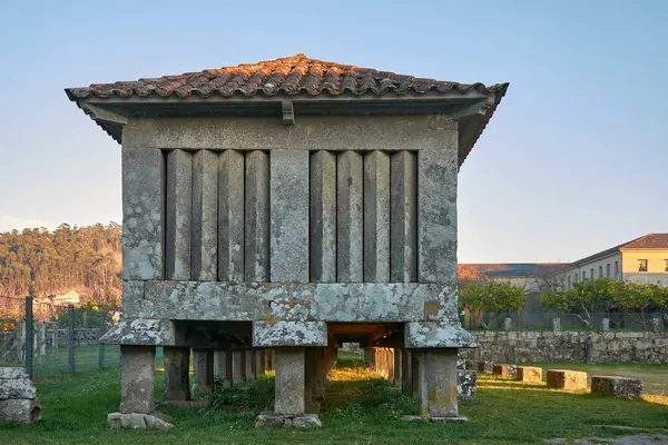 stock image The largest horreo in Galicia, a typical horreo in the Monastery of San Juan de Poio, Pontevedra, Spain