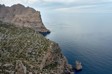 Mallorca Cape Formentor, İspanya 'nın Balearic Adası Mallorca' da sakin bir deniz.