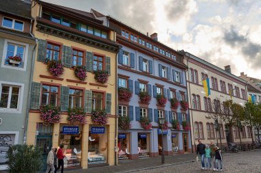 Freiburg, Germany; October,15,23, Facades of historic buildings in Freiburg clipart