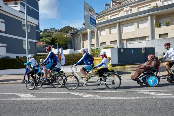 stock image Baiona, Pontevedra, Galicia, Spain; March,26,2023; Discamino, an NGO created to help dependent people complete the Camino de Santiago by participating in the VigBay of 2023