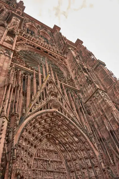 stock image Strasbourg, France: Cathedral of Our Lady of Strasbourg or Notre-Dame de Strasbourg Cathedral. The Strasbourg Minster is a Catholic cathedral in the city center with a single tower