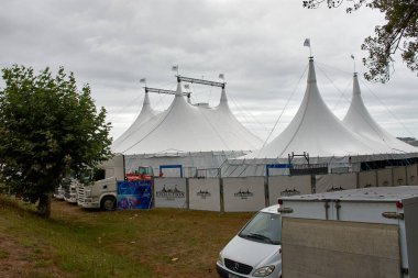 Circus tent on Playa America in Nigran, Pontevedra,Spain clipart