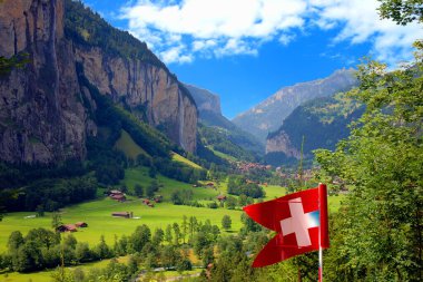 Lauterbrunnen is a village and municipality in the Interlaken-Oberhasli administrative district in the canton of Bern in Switzerland. clipart