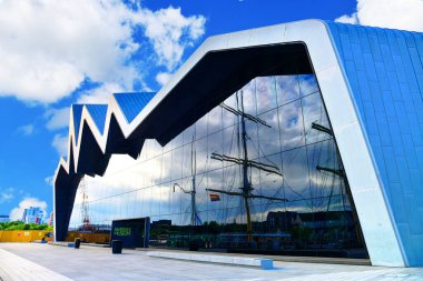 Glasgow, İskoçya - 20 Haziran - Fotoğraf Glasgow Taşımacılık Müzesi 'nin bulunduğu Riverside Müzesi' nin iç manzarasını gösteriyor.