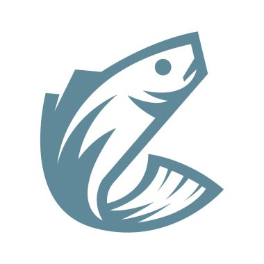 Balık simgesi logo tasarımı illüstrasyonu