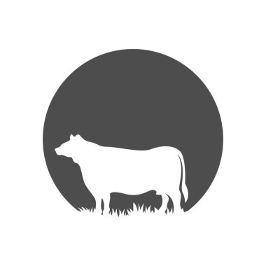 İnek simgesi logo tasarımı illüstrasyonu