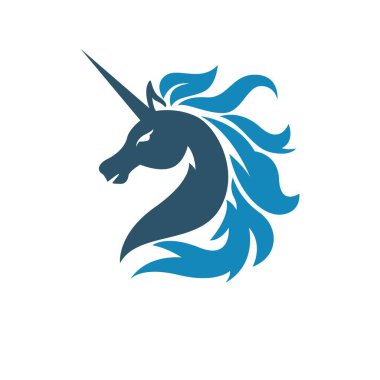 Tek boynuzlu at logo tasarım illüstrasyonu