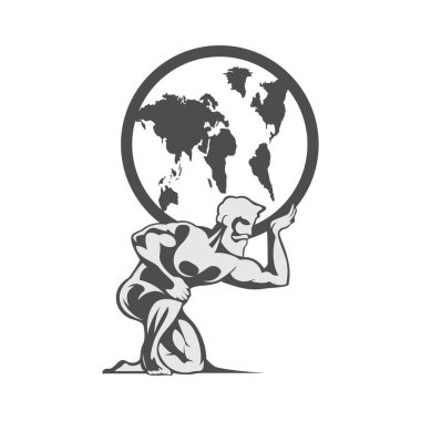 Atlas heykelinin ağırlık kaldırma logosu tasarımı