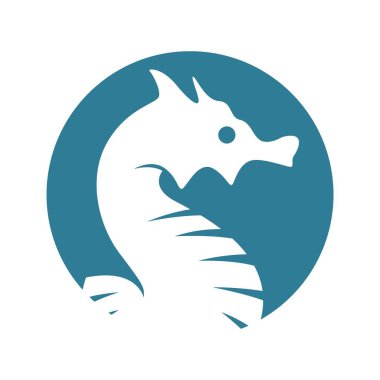 Deniz atı logosu tasarım illüstrasyonu