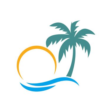 Plaj logosu tasarımı illüstrasyonu