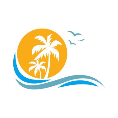 Plaj logosu tasarımı illüstrasyonu