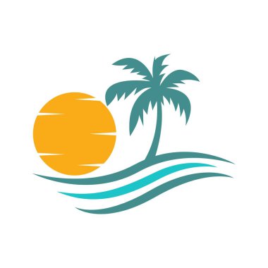 Plaj logosu tasarımı illüstrasyonu