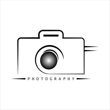 Fotoğraf logosu. Beyaz arkaplanda kamera logo vektör tasarımı.