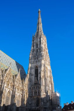 Avusturya, Viyana 'daki St. Stephen Katedrali' nin yüksek kulesinin fotoğrafı