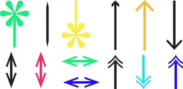  Bilgi grafikleri, yol işaretleri ve ui tasarımı için renkli çoklu-yönlü oklar ayarlandı