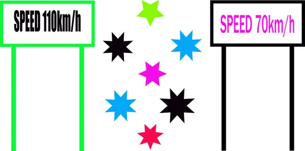  Yol güvenliği tasarımı için çift renk şeması ve yıldız aksanıyla hız sınırı vektörü ayarlandı.