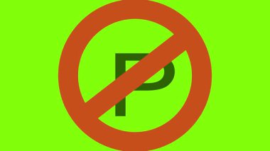 Şehir Trafik İhlali Projeleri için Neon Green Screen 'de Otopark İşareti Animasyonu Yok