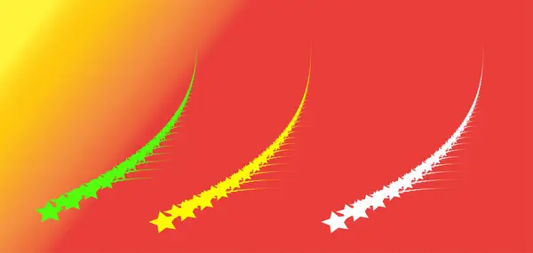 Renkli yıldız kuyruklu yıldızları hareketli girdap etkisi ile canlı kırmızı arkaplan üzerinde